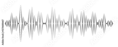 Black sound waves on white background - Music wave frequency or equaliser audio lines and digital voice volume visualisation vector set isolated illustrations 