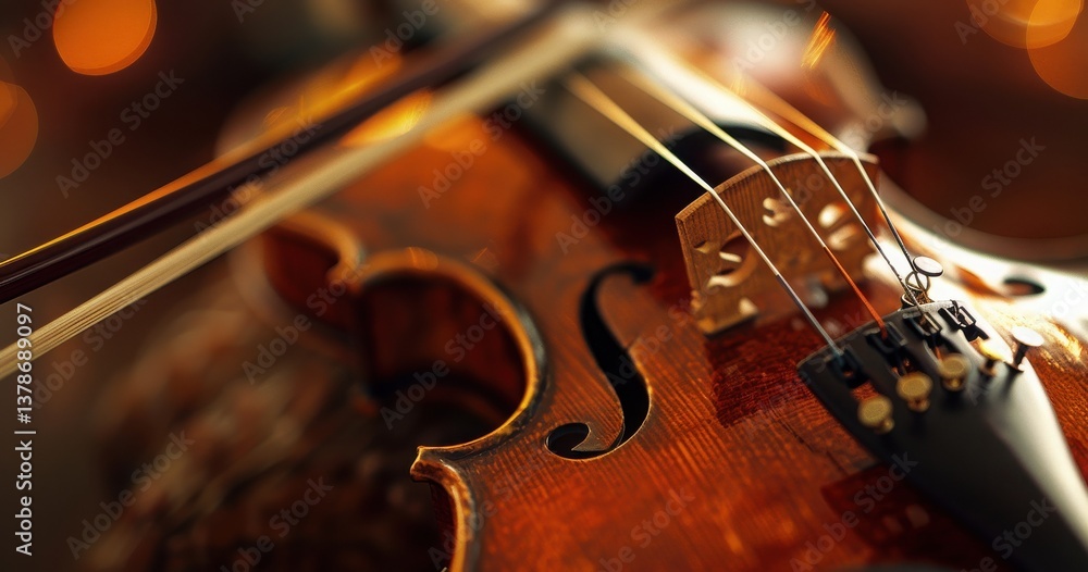 Close-up of a violin with rich wooden tones. Close-up of a violin with rich wooden tones.