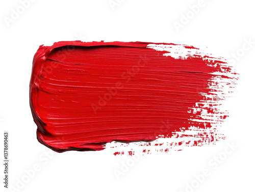 Vivid red paint streak for creative design and art projects, cut out