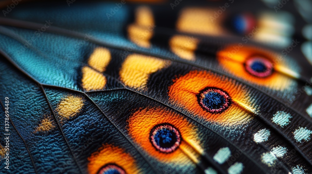 Macro photography of detailed vibrant butterfly wing showcasing natural texture patterns Macro photography of detailed vibrant butterfly wing showcasing natural texture patterns