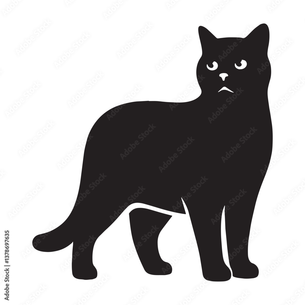 Fototapeta premium Dynamic Chartreux silhouette, exuding energy and charm - Chartreux illustration - Chartreux vector - cat silhouette