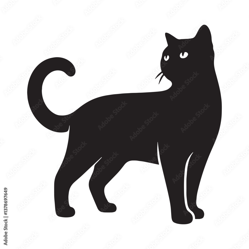 Obraz premium Sleek Chartreux silhouette, capturing the essence of feline poise - Chartreux illustration - Chartreux vector - cat silhouette
