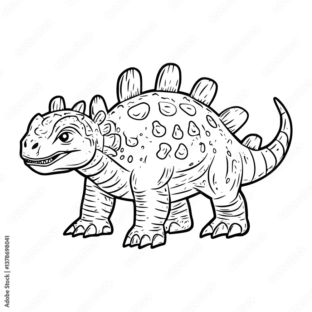 Fototapeta premium Dinosaur cartoon illustration coloring page or kids