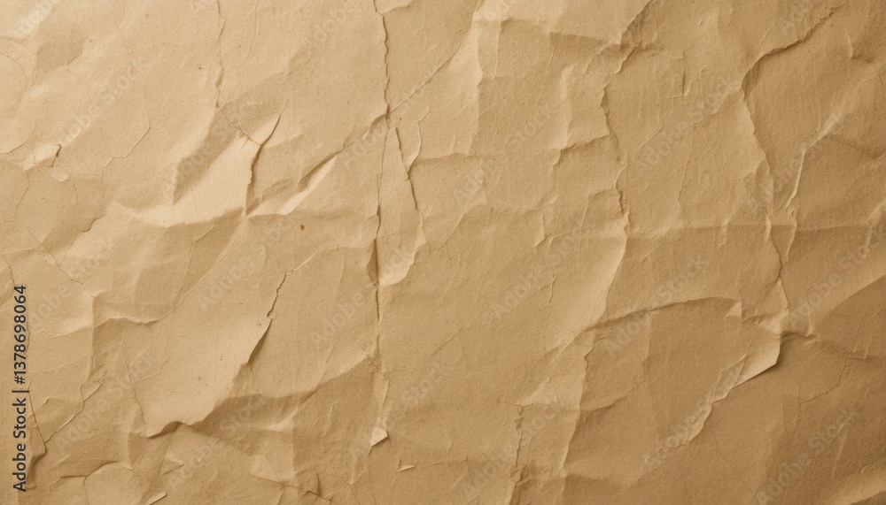Obraz premium Textured Beige Paper Background Crumpled, Vintage, Abstract Design