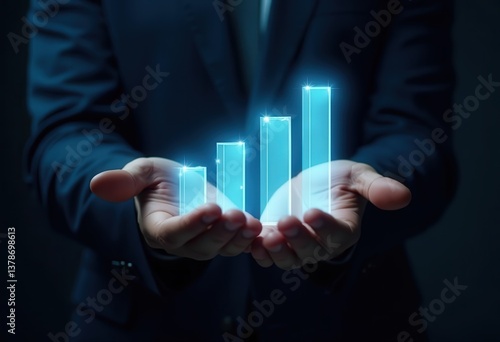Economic Growth and Market Trends: Rising Financial Graph in Hands