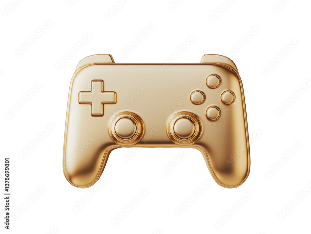 Golden game controller design for digital entertainment themes, cut out