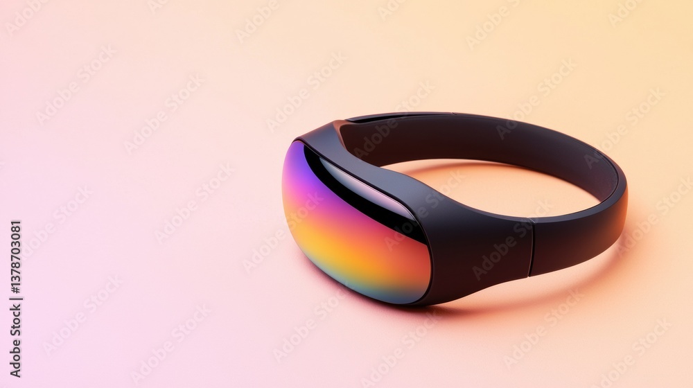 Futuristic eyewear with a colorful lens design. Futuristic eyewear with a colorful lens design.