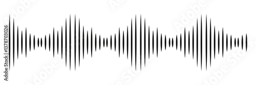 Black sound waves on white background - Music wave frequency or equaliser audio lines and digital voice volume visualisation vector set isolated illustrations 