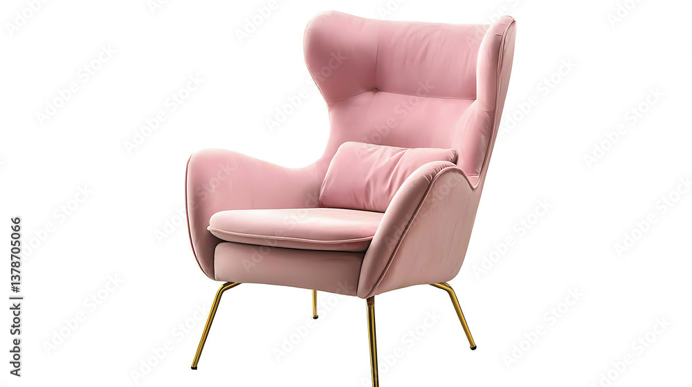 A pink chair with a gold frame A pink chair with a gold frame