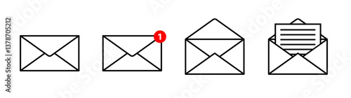 Mail icon set. email icon vector. E-mail icon. Envelope illustration. message envelope mail