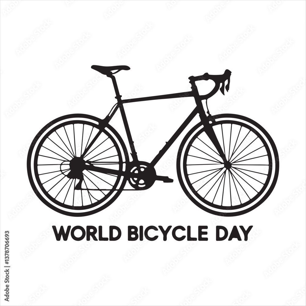 World Bicycle Day Vector Illustration,Minimalist World Bicycle Day Design,Bicycle Silhouette with Text for Bicycle Day,Cycling Celebration Vector for World Bicycle Day,Modern Bicycle Day Poster Design World Bicycle Day Vector Illustration,Minimalist World Bicycle Day Design,Bicycle Silhouette with Text for Bicycle Day,Cycling Celebration Vector for World Bicycle Day,Modern Bicycle Day Poster Design