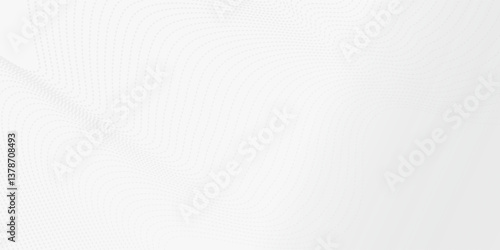 Vector abstract white futuristic background. Big data visualization. Digital dynamic wave of particles.