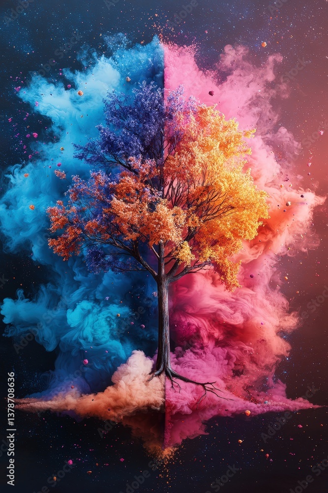 Fototapeta premium A tree with blue