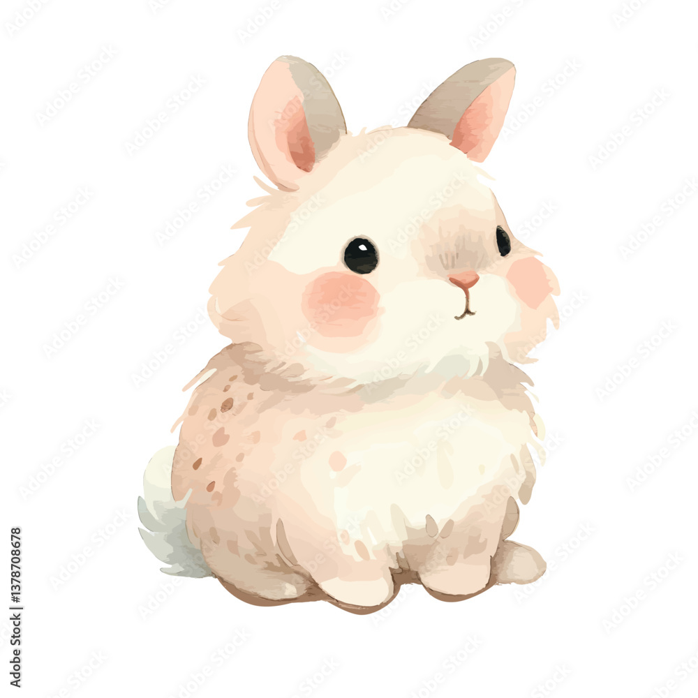 Obraz premium cute watercolor white bunny illustration