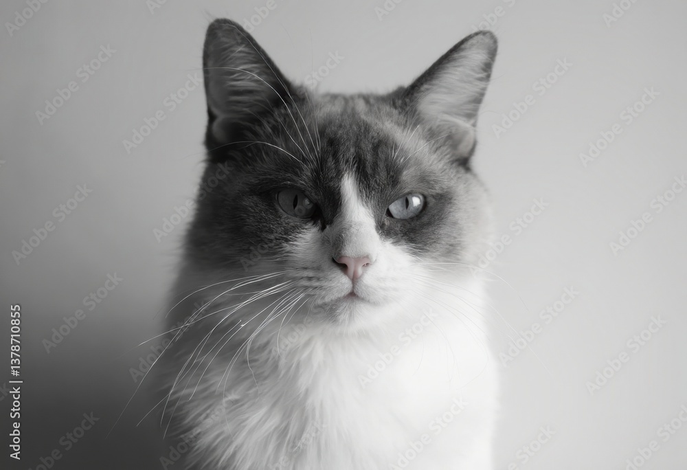 Closeup of a White and Gray Cat Closeup of a White and Gray Cat
