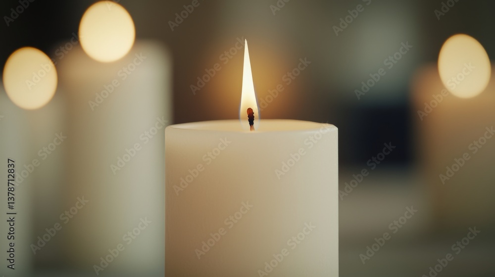 Illuminated Candle Glowing Softly in a Cozy Room Close-up Photography Warm Atmosphere Tranquil Setting Illuminated Candle Glowing Softly in a Cozy Room Close-up Photography Warm Atmosphere Tranquil Setting