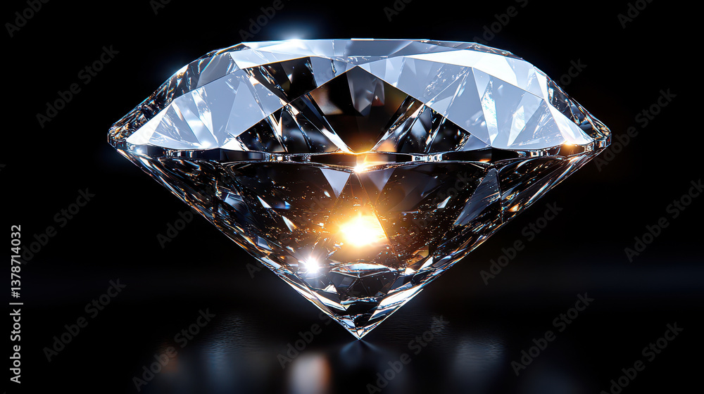 Brilliant Shiny Diamond on Black Background for Luxury and Wealth Concepts Brilliant Shiny Diamond on Black Background for Luxury and Wealth Concepts