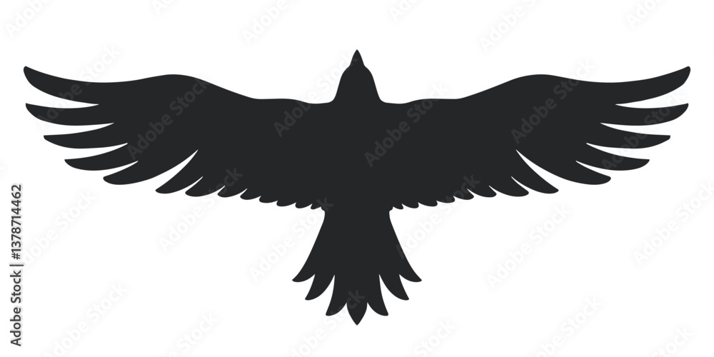 Obraz premium Black silhouette of a bird in flight