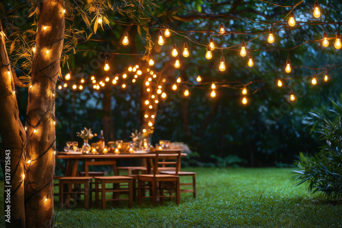 A festive scene of a garden...