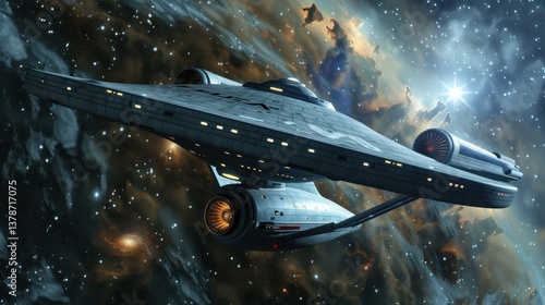 Wallpaper Mural A spaceship traveling through the stars in deep space. Torontodigital.ca