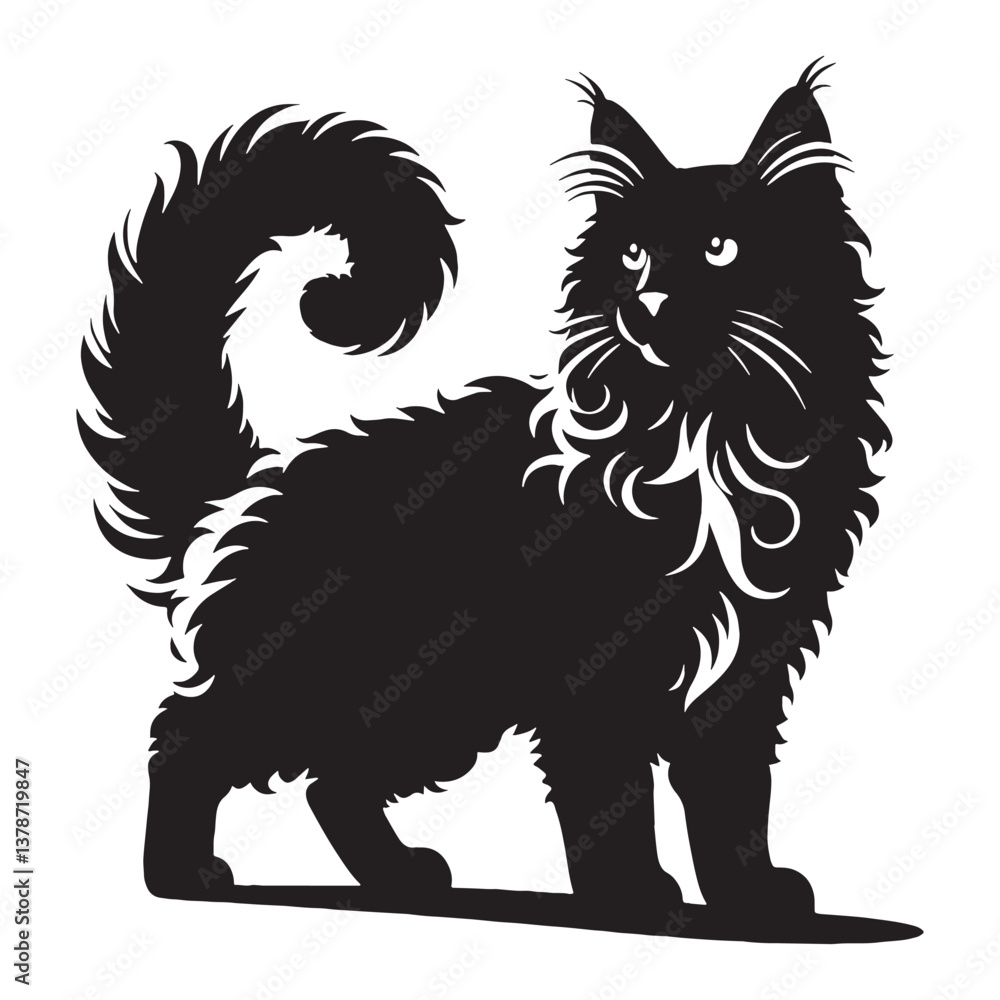 Refined LaPerm silhouette, portraying the breed’s unique curly coat - LaPerm illustration - LaPerm vector - cat silhouette
Refined LaPerm silhouette, portraying the breed’s unique curly coat - LaPerm illustration - LaPerm vector - cat silhouette