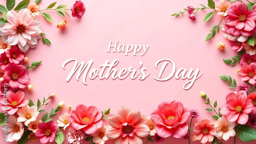 Floral Border Mother's Day Greeting in Pink Floral Border Mother's Day Greeting in Pink