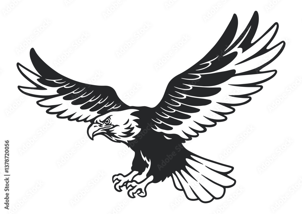 Fototapeta premium Majestic bird of prey in flight with wings spread