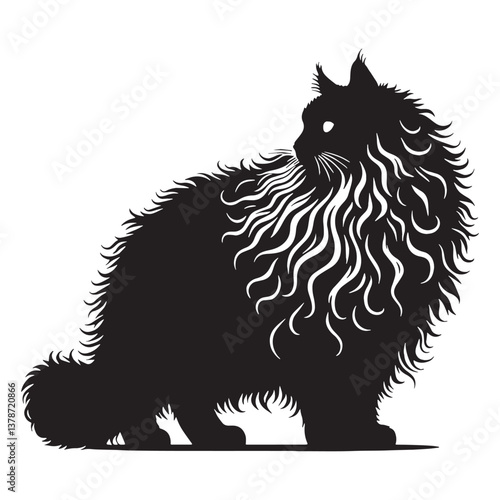 Foto Elegant LaPerm silhouette, a perfect depiction of feline grace - LaPerm illustra