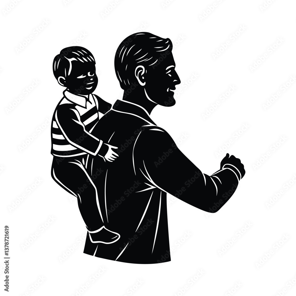 Dad Carrying Child on Shoulder vector silhouette Dad Carrying Child on Shoulder vector silhouette