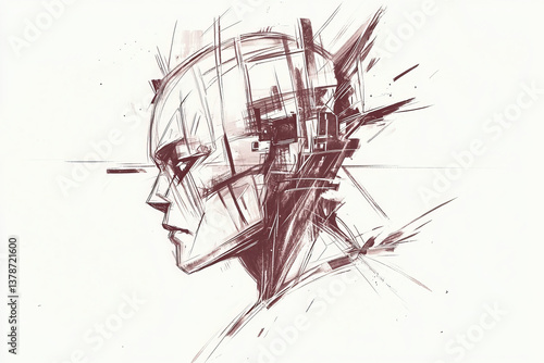 Cyborg sketch: A futuristic...