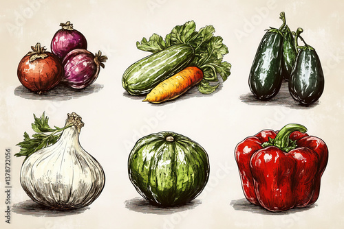 fruit and veg sketch