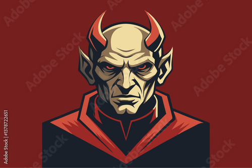Devil esport mascot logo design vector with horned head.