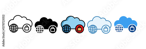 Hybrid Cloud  Icon Set Multiple Style Collection