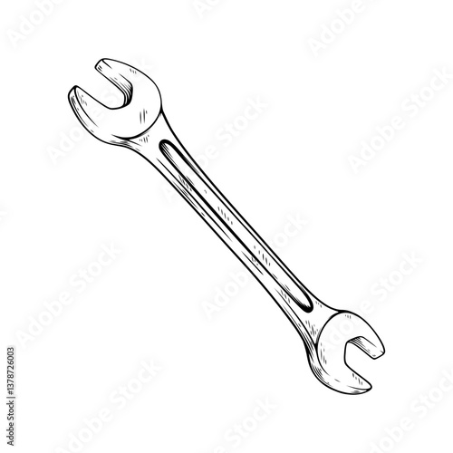 wrench vector line art drawing illustration