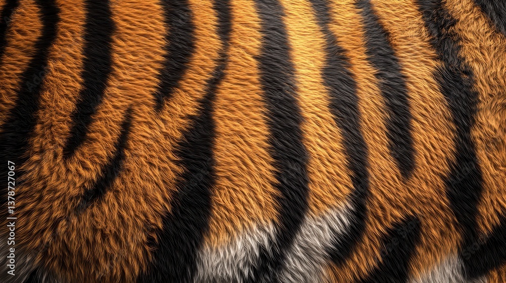 Fototapeta premium Stripes of the Tiger: A close-up of a tiger's fur, revealing the iconic stripes and vibrant texture of its coat.