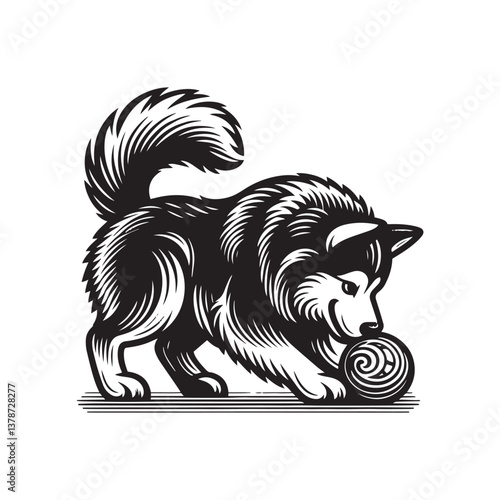 Wallpaper Mural Simple Alaskan Malamute Playing Vector Icon – Vintage Logo & Retro Illustration Torontodigital.ca