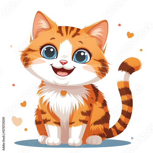 A cute kawaii kitten with big blue eyes
