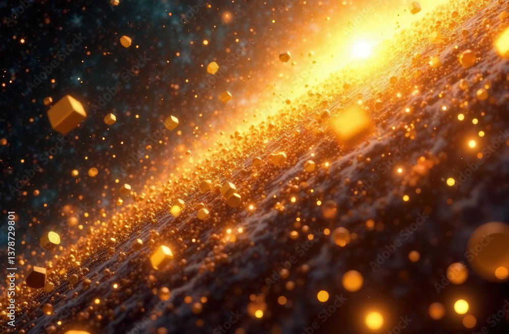 Naklejka premium Abstract whirlwind of gold coins soaring in space, radiance and shine --ar 3:2