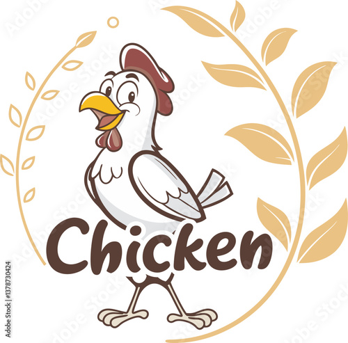 chicken logo illustration hen farm white poultry funny egg isolated art icon symbol cute nature fun beak character food 