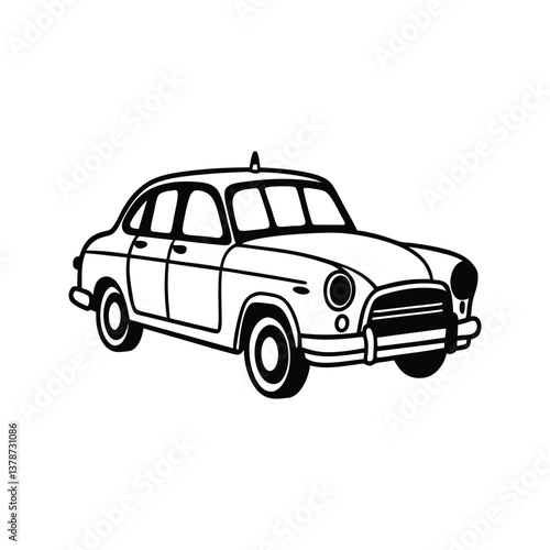 Vintage taxi silhouette isolated on white background
