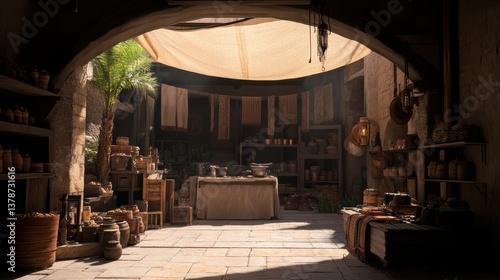 A historic trade route where merchants exchange silk and spices.