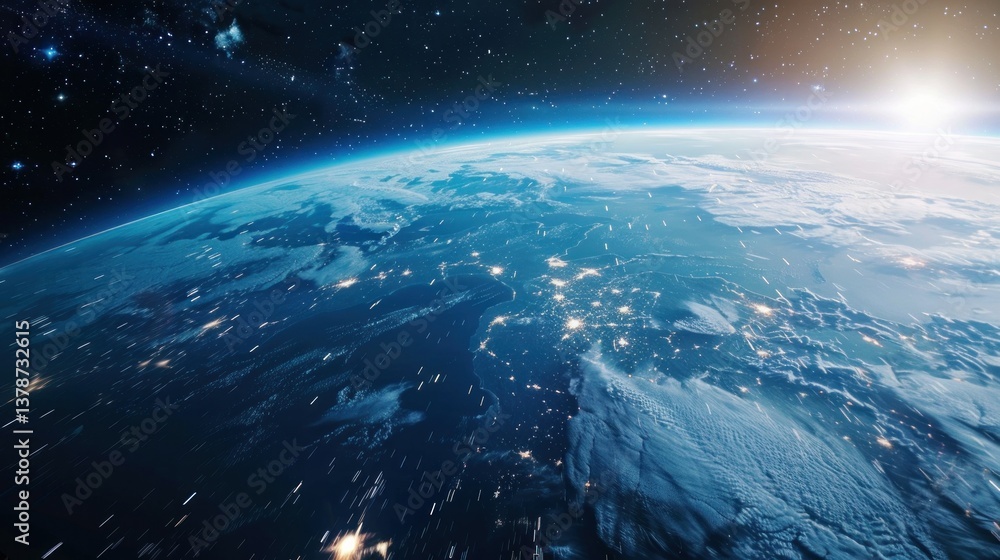 Fototapeta premium A view of Earth from a space exploration window.