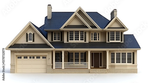 Elegant Two Story House 3D Model