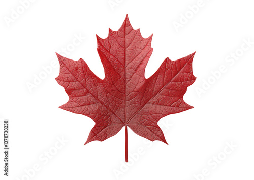 isolated transparent Background. single elegant maple leaf in deep red and orange, showcasing its intricate texture and beauty