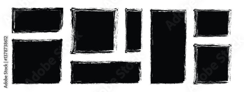 Rectangle Brush stroke, ink paint brush, grunge box. with brush arts design. Vintage grunge boxes for collage, text, banner, sticker, poster design.