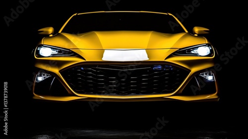 Modern Yellow Sports Car Close-up