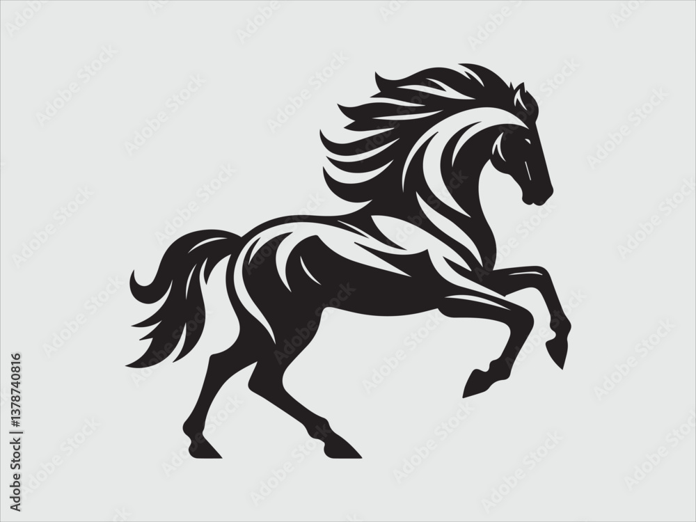 Fototapeta premium Horse Galloping Silhouette Running on Open Field with Strong Motion and Graceful Pose