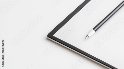 Wallpaper Mural Clipboard with Pen: Minimalist composition features a blank clipboard with a pen resting, conveying concepts of writing, documentation, and office work. Torontodigital.ca