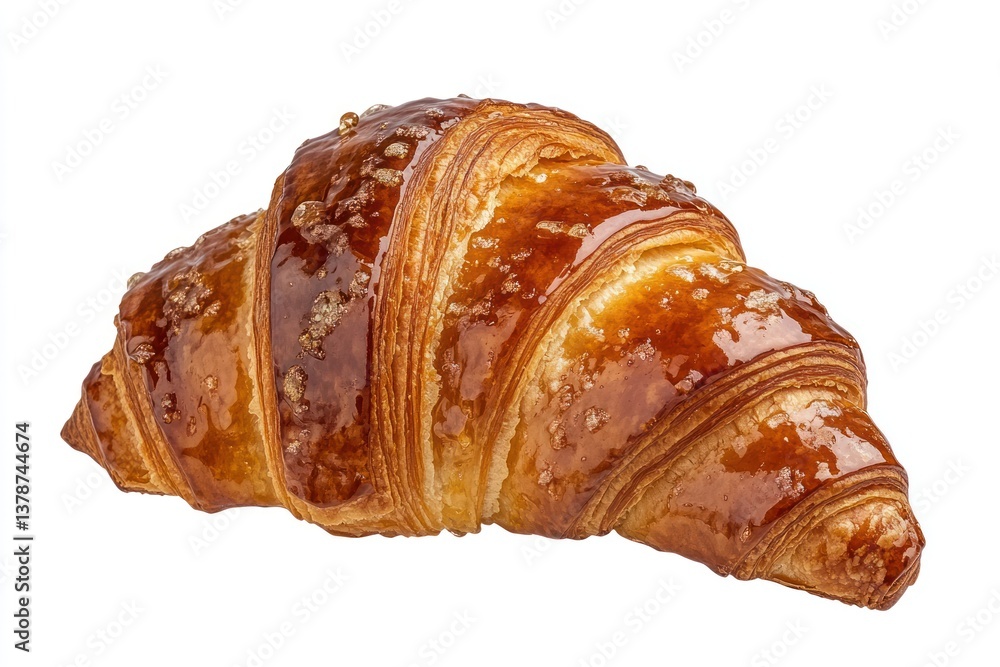 Freshly baked croissant drizzled with honey, flaky layers visible, isolated on a transparent background. Freshly baked croissant drizzled with honey, flaky layers visible, isolated on a transparent background.