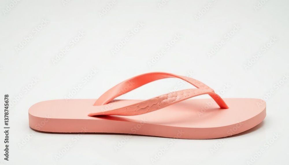 Close-up of a single flip-flop against a pure white backdrop , vacation, image, graphic Close-up of a single flip-flop against a pure white backdrop , vacation, image, graphic